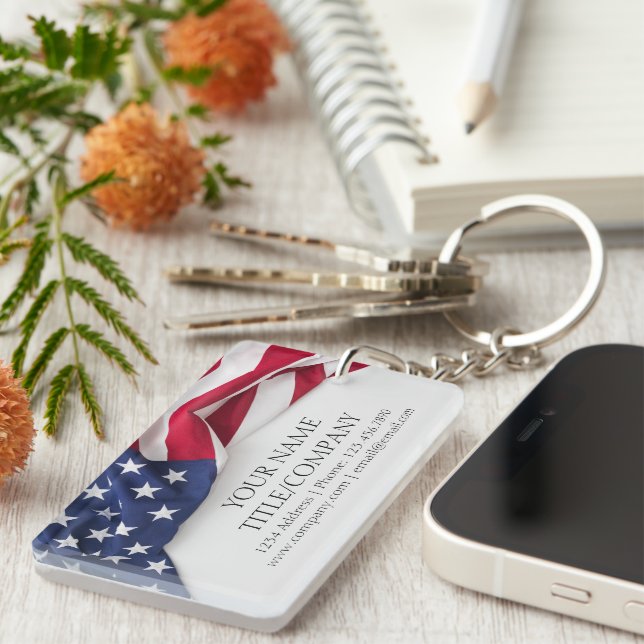 Porte-clefs Nom de l'entreprise Drapeau américain des affaires (Devant droit)