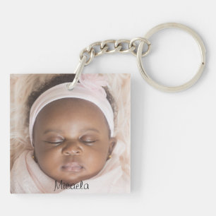 Porte-clefs Nom de l'image à 2 faces personnalisée et message