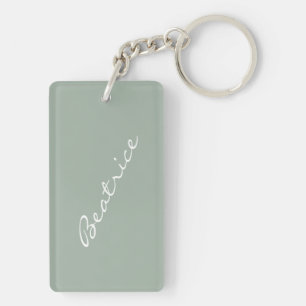 Porte-clefs Nom de script minimaliste simple Vert sauge person