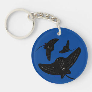 Porte-clefs Nom de script Stingray Doodle Bleu