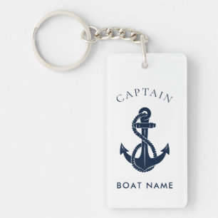 Porte-clefs Nom du bateau nautique Marine Ancre bleue Custom