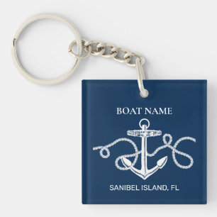 Porte-clefs Nom du bateau personnalisé Ancre nautique Marine B