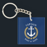 Porte-clefs Nom du capitaine Ancre Gold Laurel Photo Retour Ma<br><div class="desc">Un thème nautique, deux côtés, photo porte - clé. Sur le côté avant se trouve votre nom personnalisé, le nom du bateau ou un autre texte et le grade de capitaine ou un autre titre selon vos besoins. Le côté avant est également doté d'une ancre de bateau sur mesure avec...</div>