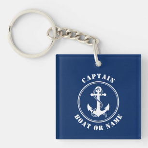 Porte-clefs Nom du capitaine Boat Ancre corde Photo Retour Mar