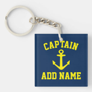 Porte-clefs Nom du capitaine de bateau personnalisé ancre mari