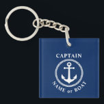 Porte-clefs Nom du capitaine ou Ancre de mer de bateau Photo R<br><div class="desc">Un thème nautique, deux côtés, porte - clé photo. Sur le côté avant se trouve votre nom personnalisé, le nom du bateau ou un autre texte et le grade de capitaine ou un autre titre selon vos besoins. Le côté avant est également doté d'une ancre marine personnalisée au design de...</div>