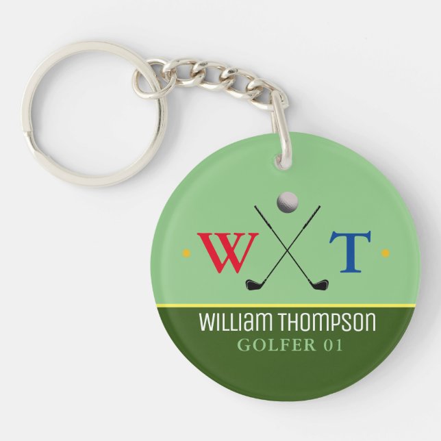 Porte-clefs Nom du golfeur et initiale Monogramme (Devant)
