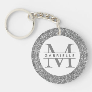 Porte-clefs Nom du monogramme de la Parties scintillant d'arge