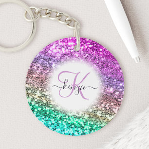 Porte-clefs Nom du monogramme de sirène de Parties scintillant