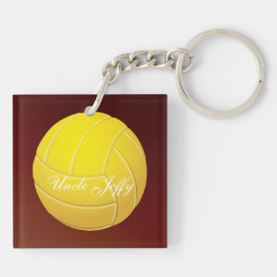 Porte-clefs Nom du monogramme de volleyball jaune