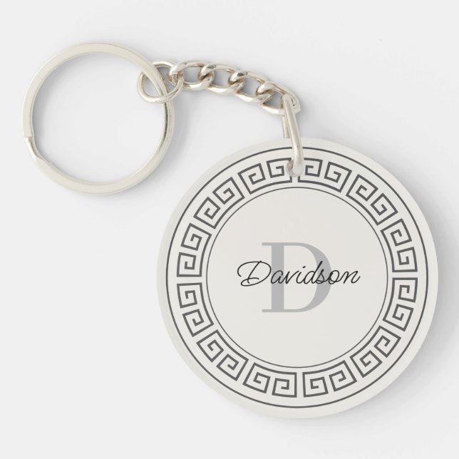 Porte-clefs Nom du monogramme Initiale Moderne grec Script (Devant)