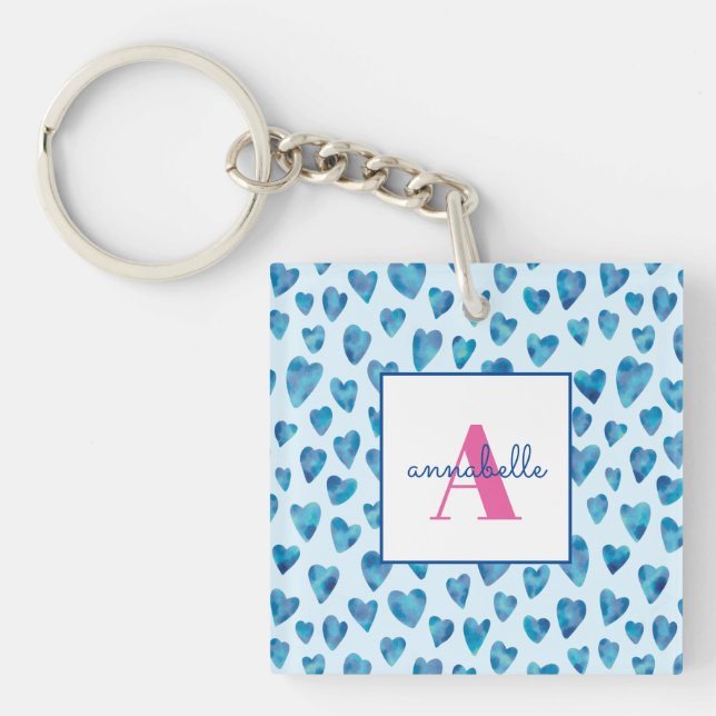 Porte-clefs Nom du monogramme Motif cardiaque (Devant)