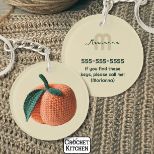 Porte-clefs Nom du monogramme Pêche au Crochet moderne minimal