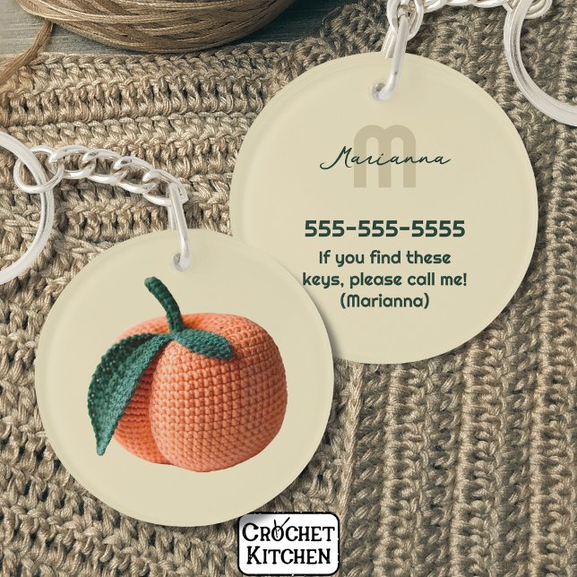 Porte-clefs Nom du monogramme Pêche au Crochet moderne minimal (Créateur téléchargé)