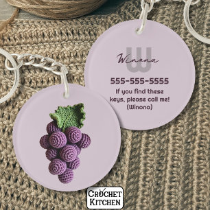Porte-clefs Nom du raisin à crochet minimaliste violet grand-m
