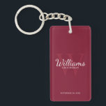 Porte-clefs Nom et monogramme des Groomsmen personnalisés<br><div class="desc">Ajoutez une touche personnelle à votre mariage avec un porte - clé de toiletteurs personnalisé. Ce porte - clé présente le nom personnalisé du marionnettiste dans le style de police de script classique blanc avec des détails mariages dans le style de police de serif classique blanc et monogramme dans le...</div>
