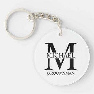 Porte-clefs Nom et monogramme du Groomsman personnalisé