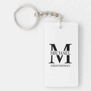 Porte-clefs Nom et monogramme du Groomsman personnalisé