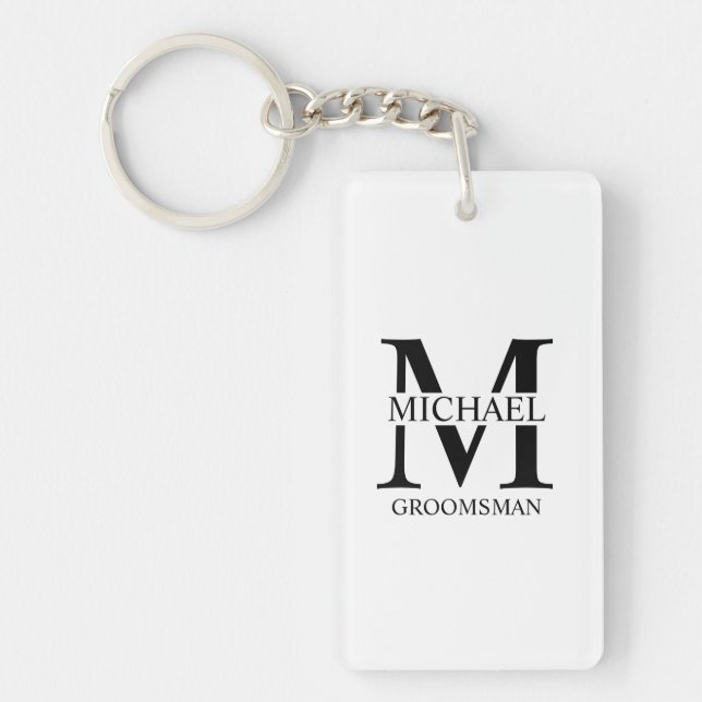 Porte-clefs Nom et monogramme du Groomsman personnalisé (Devant)