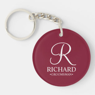 Porte-clefs Nom et monogramme du Groomsman personnalisé