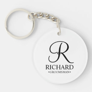 Porte-clefs Nom et monogramme du Groomsman personnalisé