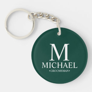 Porte-clefs Nom et monogramme du Groomsman personnalisé