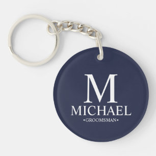 Porte-clefs Nom et monogramme du Groomsman Personnalisé de la