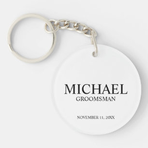 Porte-clefs Nom et monogramme du Groomsman personnalisé modern