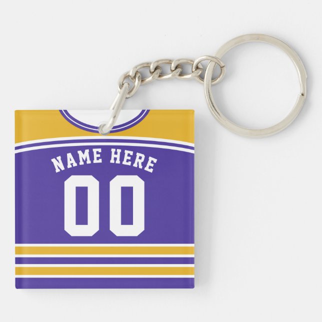 Porte-clefs Nom et numéro Clavier Jersey, Crosse de hockey (Dos)