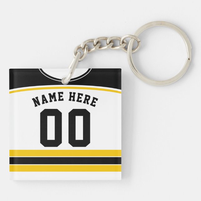 Porte-clefs Nom et numéro Clavier Jersey, Crosse de hockey (Dos)