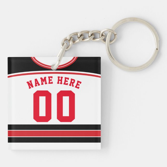 Porte-clefs Nom et numéro Clavier Jersey, Crosse de hockey (Dos)