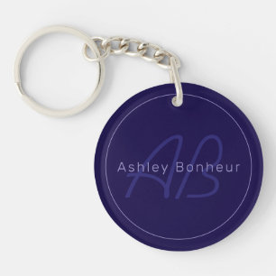 Porte-clefs Nom et prénom modernes avec monogramme
