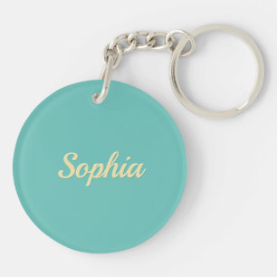 Porte-clefs Nom & Message, Jaune Pâle & Turquoise Clair, Vs 2