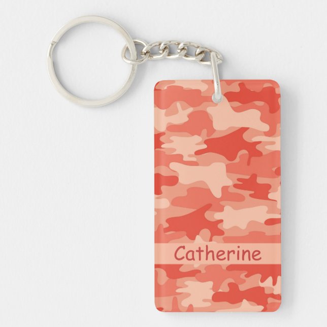 Porte-clefs Nom orange de camouflage de Camo personnalisé (Devant)