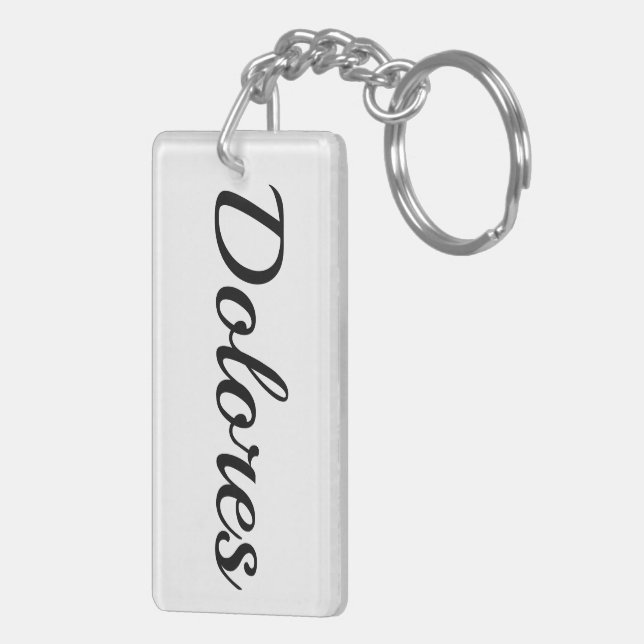 Porte-clefs nom personnalisable Dolores noir blanc (Dos droit)
