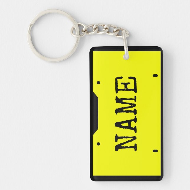 Porte-clefs Nom Personnalisable Plaque de licence Jaune Et Noi (Devant)