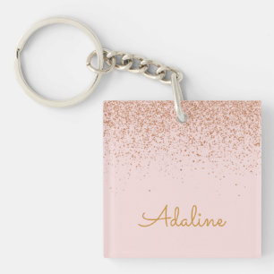Porte-clefs Nom personnalisé avec monogramme et paillettes dor