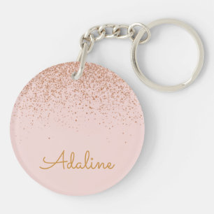 Porte-clefs Nom personnalisé avec monogramme et paillettes dor