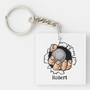 Porte-clefs Nom personnalisé Balle de golf drôle