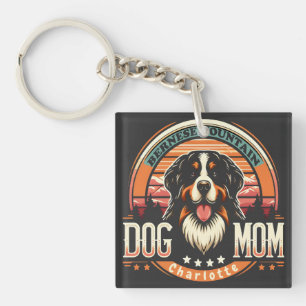 Porte-clefs Nom personnalisé Bernese Mountain Dog Maman Vintag