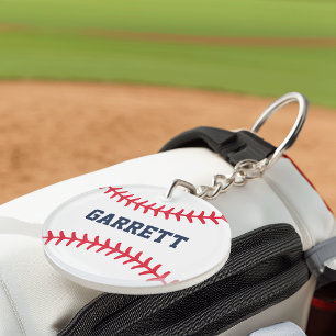 Porte-clefs Nom personnalisé Broderie de baseball