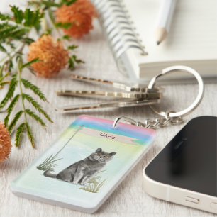 Porte-clefs Nom personnalisé Chat British Short Hair Animal de
