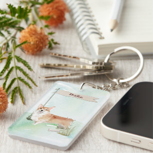 Porte-clefs Nom personnalisé Corgi chien animal