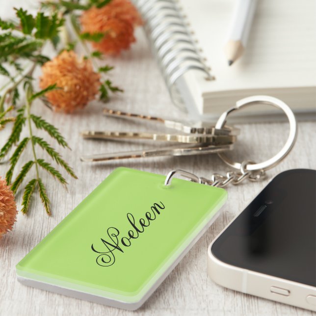 Porte-clefs Nom personnalisé couleur chaux simple (Devant droit)