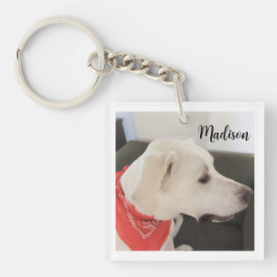 Porte-clefs Nom personnalisé de l'Amoureux des chiens blanc et