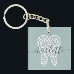 Porte-clefs Nom personnalisé Dental Empreinte de léopard Doth<br><div class="desc">Nom personnalisé Dental Empreinte de léopard Doth Gifts!</div>