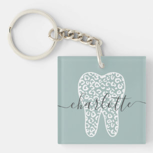 Porte-clefs Nom personnalisé Dental Empreinte de léopard Doth