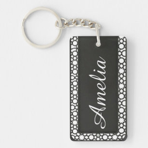 Porte-clefs Nom personnalisé Design géométrique moderne filigr