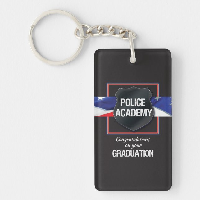 Porte-clefs Nom personnalisé, diplôme de l'académie de police (Devant)