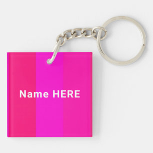 Porte-clefs Nom personnalisé élégant et minimaliste sur rose c